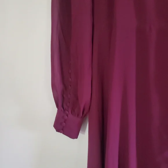 NWT Lulu's Plum My Whole Heart Wrap Dress Maxi Long Sleeve Sheer Size Medium - Picture 9 of 11